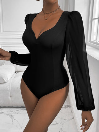 Shop Sweetheart Neck Long Sleeve Bodysuit - High-Quality U.S. Made Women’s Fashion with Free & Fast Shipping