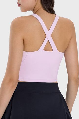 Shop Millennia Crisscross Grecian Neck Active Cami - High-Quality U.S. Made Women’s Fashion with Free & Fast Shipping