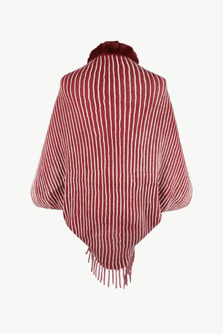 Shop Striped Open Front Fringe Poncho - High-Quality U.S. Made Women’s Fashion with Free Fast Shipping