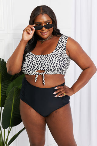 Shop Marina West Swim Sanibel Crop Swim Top and Ruched Bottoms Set in Black - High-Quality U.S. Made Women’s Fashion with Free Fast Shipping