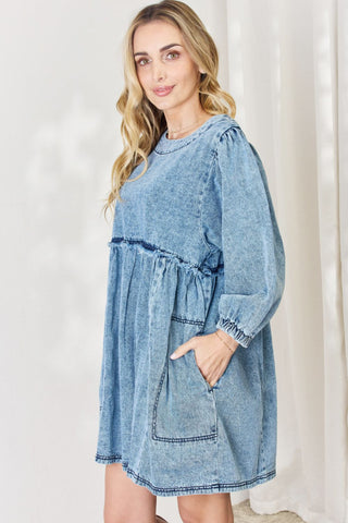 Shop HEYSON Full Size Oversized Denim Babydoll Dress - High-Quality U.S. Made Women’s Fashion with Free Fast Shipping