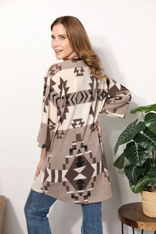 Shop Sew In Love Full Size Cardigan with Aztec Pattern - High-Quality U.S. Made Women’s Fashion with Free & Fast Shipping