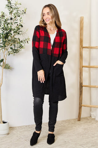 Shop Heimish Full Size Plaid Open Front Cardigan - High-Quality U.S. Made Women’s Fashion with Free & Fast Shipping