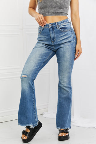 Shop Medium RISEN Full Size Iris High Waisted Flare Jeans - High-Quality U.S. Made Women’s Fashion with Free & Fast Shipping