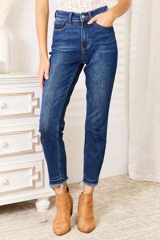 Shop Judy Blue Full Size High Waist Released Hem Slit Jeans - High-Quality U.S. Made Women’s Fashion with Free & Fast Shipping