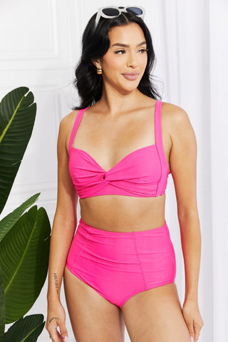 Shop Marina West Swim Take A Dip Twist High-Rise Bikini in Pink - High-Quality U.S. Made Women’s Fashion with Free Fast Shipping