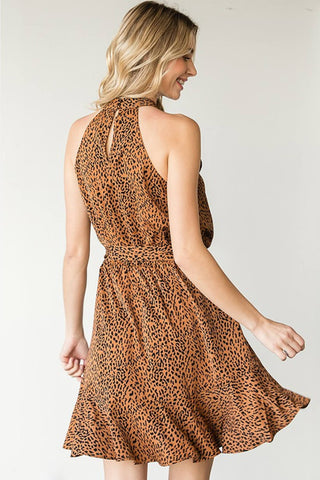 Shop First Love Full Size Leopard Belted Sleeveless Dress - High-Quality U.S. Made Women’s Fashion with Free & Fast Shipping