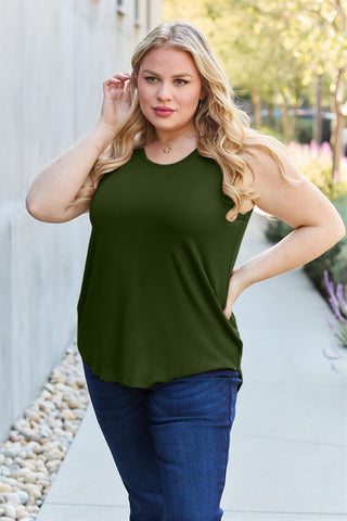 Shop Basic Bae Full Size Round Neck Curved Hem Tank - High-Quality U.S. Made Women’s Fashion with Free & Fast Shipping