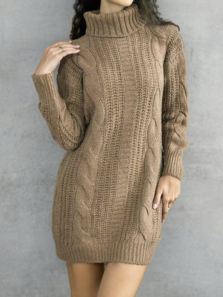 Shop Turtleneck Ribbed Sweater Dress - High-Quality U.S. Made Women’s Fashion with Free & Fast Shipping