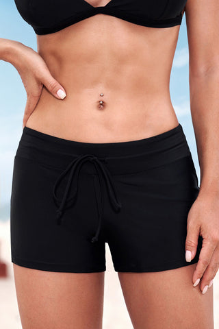 Shop Full Size Run Contrast Drawstring Swim Bottoms - High-Quality U.S. Made Women’s Fashion with Free Fast Shipping