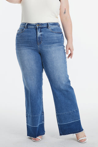 Shop BAYEAS Full Size High Waist Cat's Whisker Wide Leg Jeans - High-Quality U.S. Made Women’s Fashion with Free & Fast Shipping