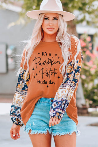 Shop Slogan Graphic Floral Long Sleeve Top Now On Klozey Store - Trendy U.S. Premium Women Apparel & Accessories And Be Up-To-Fashion!