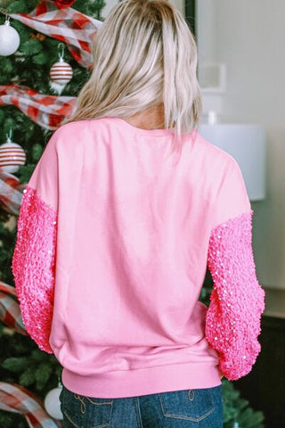 Shop LOVE Sequin Dropped Shoulder Sweatshirt Now On Klozey Store - Trendy U.S. Premium Women Apparel & Accessories And Be Up-To-Fashion!