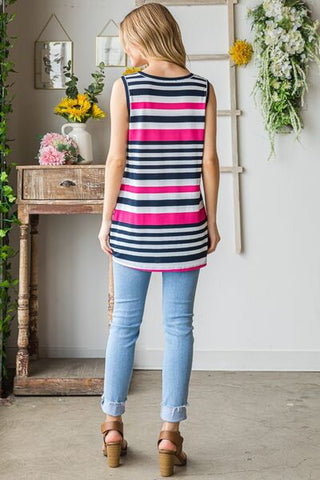 Shop Heimish Full Size Striped Twist Knot Round Neck Tank Now On Klozey Store - Trendy U.S. Premium Women Apparel & Accessories And Be Up-To-Fashion!