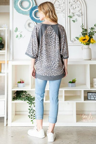 Shop Heimish Full Size Leopard Contrast V-Neck Half Sleeve T-Shirt Now On Klozey Store - Trendy U.S. Premium Women Apparel & Accessories And Be Up-To-Fashion!