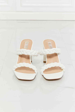Shop MMShoes In Love Double Braided Block Heel Sandal in White Now On Klozey Store - Trendy U.S. Premium Women Apparel & Accessories And Be Up-To-Fashion!