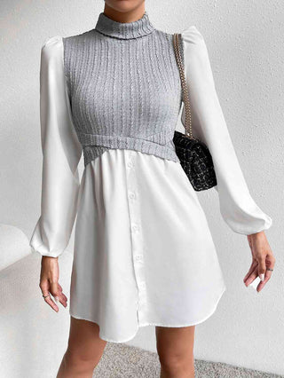 Shop Turtleneck Puff Sleeve Mini Dress Now On Klozey Store - Trendy U.S. Premium Women Apparel & Accessories And Be Up-To-Fashion!