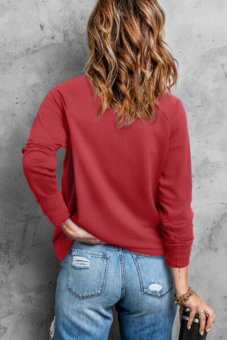 Shop Heart Pearl Detail Round Neck Sweatshirt Now On Klozey Store - Trendy U.S. Premium Women Apparel & Accessories And Be Up-To-Fashion!