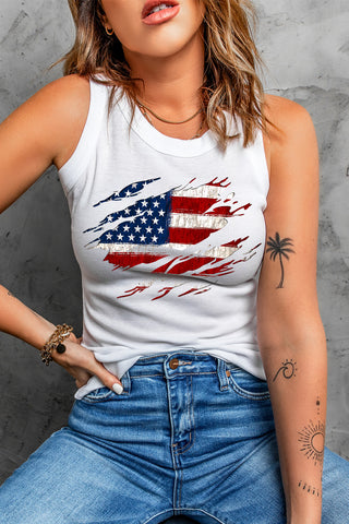 Shop Full Size US Flag Graphic Round Neck Tank Now On Klozey Store - Trendy U.S. Premium Women Apparel & Accessories And Be Up-To-Fashion!
