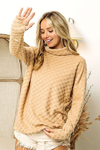 Shop BiBi Checkered Round Neck Thumbhole Long Sleeve Top Now On Klozey Store - Trendy U.S. Premium Women Apparel & Accessories And Be Up-To-Fashion!