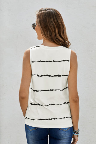Shop Striped Round Neck Tank Now On Klozey Store - Trendy U.S. Premium Women Apparel & Accessories And Be Up-To-Fashion!