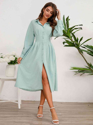 Shop Long Sleeve Midi Shirt Dress Now On Klozey Store - Trendy U.S. Premium Women Apparel & Accessories And Be Up-To-Fashion!
