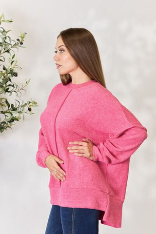 Shop Zenana Full Size Center Seam Long Sleeve Sweatshirt Now On Klozey Store - Trendy U.S. Premium Women Apparel & Accessories And Be Up-To-Fashion!