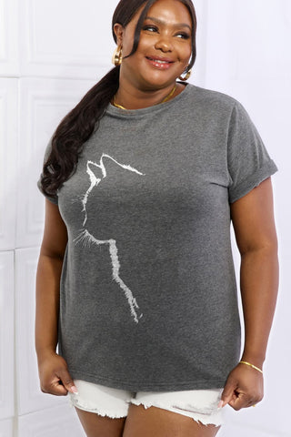 Shop Simply Love Full Size Cat Graphic Cotton Tee Now On Klozey Store - Trendy U.S. Premium Women Apparel & Accessories And Be Up-To-Fashion!