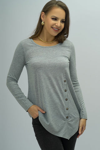 Shop Buttoned Long Sleeve Round Neck Tee Now On Klozey Store - Trendy U.S. Premium Women Apparel & Accessories And Be Up-To-Fashion!