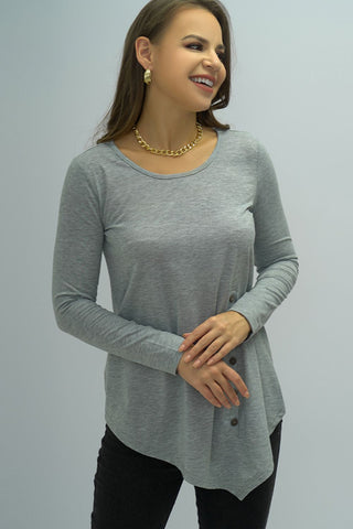 Shop Buttoned Long Sleeve Round Neck Tee Now On Klozey Store - Trendy U.S. Premium Women Apparel & Accessories And Be Up-To-Fashion!