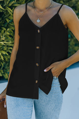 Shop Buttoned V-Neck Cami Now On Klozey Store - Trendy U.S. Premium Women Apparel & Accessories And Be Up-To-Fashion!