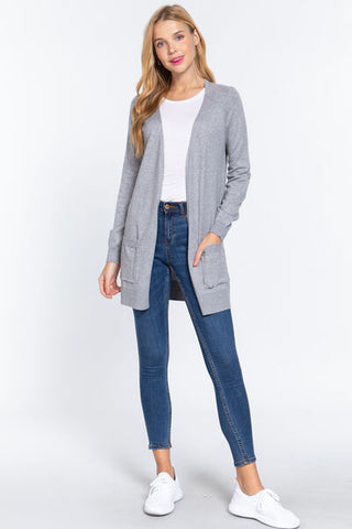 Shop ACTIVE BASIC Open Front Long Sleeve Cardigan Now On Klozey Store - Trendy U.S. Premium Women Apparel & Accessories And Be Up-To-Fashion!