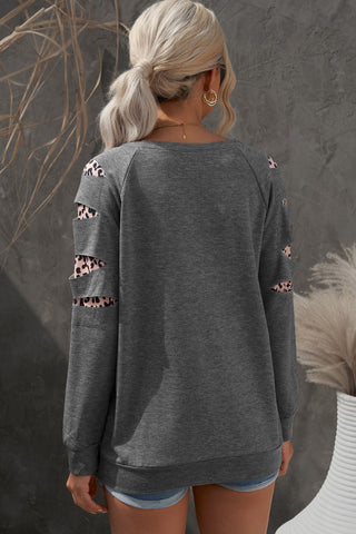 Shop Leopard Patchwork Raglan Sleeve Sweatshirt Now On Klozey Store - Trendy U.S. Premium Women Apparel & Accessories And Be Up-To-Fashion!