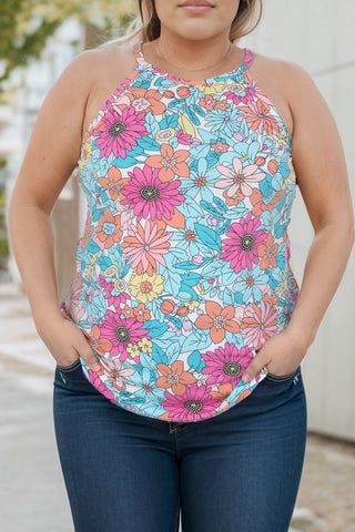 Shop Plus Size Floral Round Neck Tank Now On Klozey Store - Trendy U.S. Premium Women Apparel & Accessories And Be Up-To-Fashion!