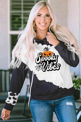 Shop SPOOKY VIBES Graphic Hoodie with Pocket Now On Klozey Store - Trendy U.S. Premium Women Apparel & Accessories And Be Up-To-Fashion!