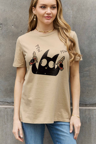 Shop Simply Love Full Size PEW PEW Graphic Cotton Tee Now On Klozey Store - Trendy U.S. Premium Women Apparel & Accessories And Be Up-To-Fashion!