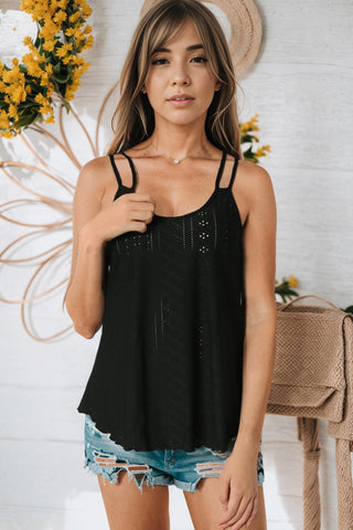 Shop Eyelet Scoop Neck Cami Now On Klozey Store - Trendy U.S. Premium Women Apparel & Accessories And Be Up-To-Fashion!