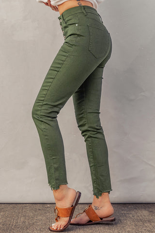Shop Baeful Button Fly Hem Detail Skinny Jeans Now On Klozey Store - Trendy U.S. Premium Women Apparel & Accessories And Be Up-To-Fashion!